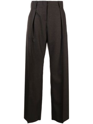 Ferragamo pantalon en laine à coupe ample - Marron