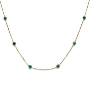 Ketting zilver-malachiet goudkleurig-groen 42-45 cm