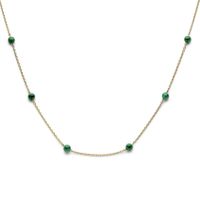 Ketting zilver-malachiet goudkleurig-groen 42-45 cm - thumbnail