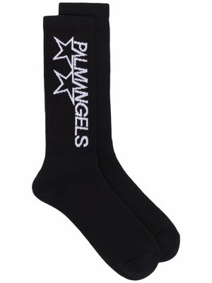 Palm Angels chaussettes à logo intarsia - Noir