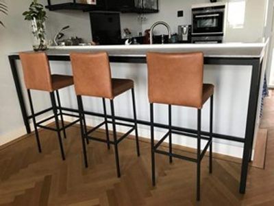 Set van 3 leren barstoelen - bruin leer - Echt leer, Modern, ontdek de vele Leersoorten en Kleuren bij ShopX