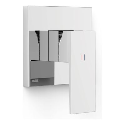 Douchekraan Tres Cuadro | Inbouw | Mengkraan | Excl.Inbouwdeel | 1-weg | Vierkant | Chroom
