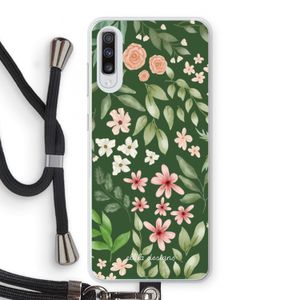 Botanical green sweet flower heaven: Samsung Galaxy A70 Transparant Hoesje met koord