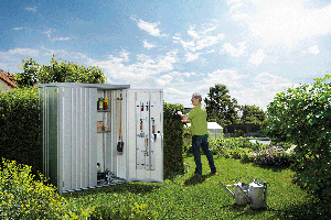 Biohort Metalen Tuinkast 230 - Donkergrijs - 228x83x182,5 cm- Plat dak- Metaal- Biohort