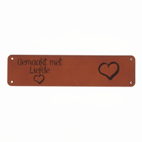 Leren label 'Gemaakt met liefde' 20x80mm - 2 stuks - thumbnail