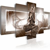Schilderij - Mijmeren Boeddha, 5luik , premium print op canvas