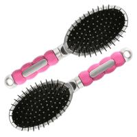 Haarborstel Hairmaster - 2x - zilver met roze handvat - 23 x 6 cm - kunststof - heren/dames/kinderen