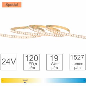 LED strip Mini Cut 3000K 5M 19 W/M 1527 lumen 24V CRI >90 Tronix 127-131