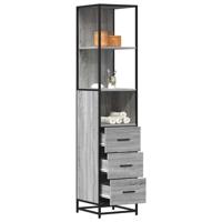Badkamerkast 35x37,5x166cm bewerkt hout grijs sonoma eikenkleur