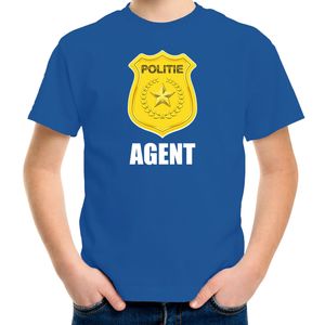 Agent politie embleem carnaval t-shirt blauw voor kinderen