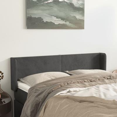 Hoofdbord met randen 147x16x78/88 cm fluweel donkergrijs