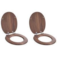 Zachte sluit toiletbril 2 pcs Bruin 44 x 38 cm MDF-plaat
