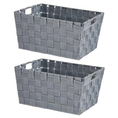 Kast/badkamer opbergmandjes - Set van 2x stuks - zilvergrijs - 30 x 20 x 14 cm - opbergmanden