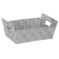 5Five gevlochten opbergmand rechthoek - grijs - 28 x 20,5 x 11,5 cm - Kast-/badkamer mandjes