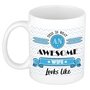 Cadeau koffiemok voor een geweldige vrouw - blauw - keramiek - 300 ml