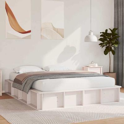 Bedframe met opslag Wit 160 x 200 cm Massief grenenhout