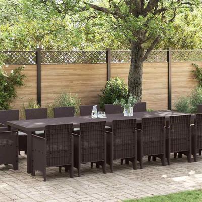 15-delige tuinset met kussens Bruin Poly Riet