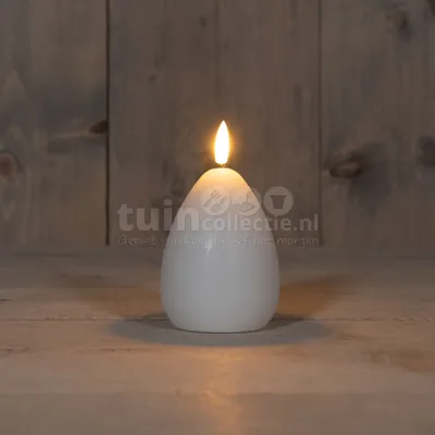 LED Kaars Paasei 12cm Wit