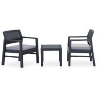 3-delige Loungeset met kussens kunststof grijs