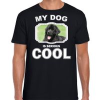 Newfoundlander honden t-shirt my dog is serious cool zwart voor heren - thumbnail