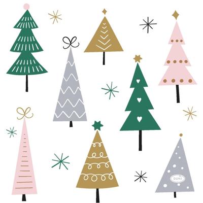 Duni servetten noel trees 33x33 cm Duni servetten noel trees 33x33 cm