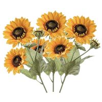 3x Zonnebloemen kunstbloemen takken 62 cm 3 bloemen geel - thumbnail