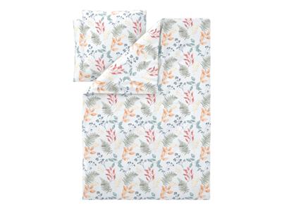 LIVARNO Satijnen dekbedovertrek 240 x 220 cm (bladeren/wit)