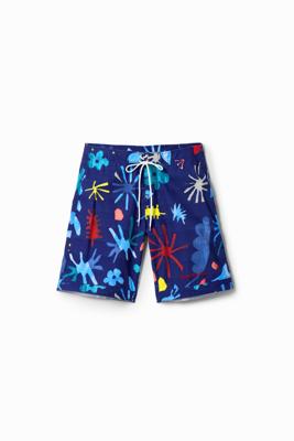 Zwempak met tropische bladeren - BLUE - XXL