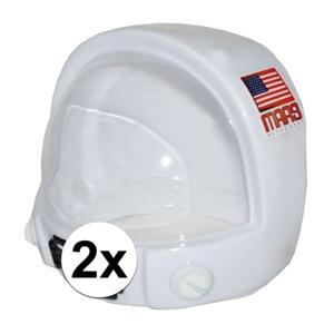 Astronautenhelm voor kinderen - 2x - Space Ruimte helm - wit - Plastic - Klitteband