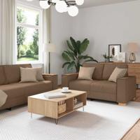 2-delige Loungeset met kussens stof bruin