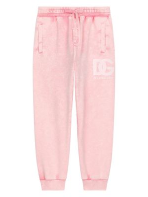 Dolce & Gabbana Kids pantalon de jogging en coton à logo imprimé - Rose