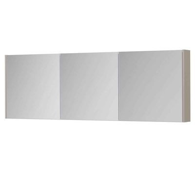 INK SPK1 Spiegelkast - 180x14x60cm - 3 deuren - dubbelzijdige Spiegel - schakelaar en stopcontact - MDF lak Mat kasjmier grijs 1110879