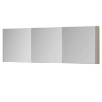 INK SPK1 Spiegelkast - 180x14x60cm - 3 deuren - dubbelzijdige Spiegel - schakelaar en stopcontact - MDF lak Mat kasjmier grijs 1110879