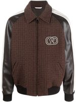 Valentino Garavani veste bomber à empiècements en tweed - Marron