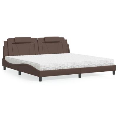 Bed met matras kunstleer bruin 200x200 cm
