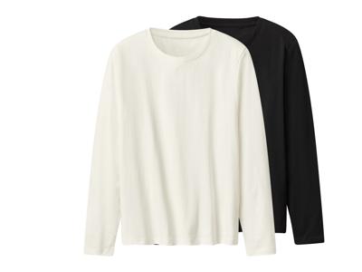 esmara Set van 2 dames shirts met lange mouwen (Zwart/wit, M (40/42))