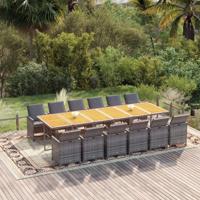 13-delige Tuinset met kussens poly rattan grijs