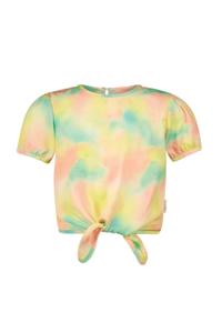 B.Nosy zomer top meisjes - roze/geel/groen AOP - knoop - Bonny