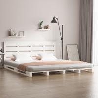 Bedframe zonder matras massief grenenhout wit 135x190 cm