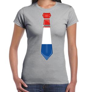 Verkleed T-shirt voor dames - stropdas Nederland - grijs - supporter - themafeest