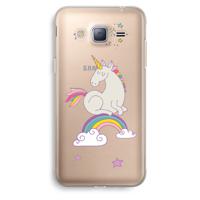 Regenboog eenhoorn: Samsung Galaxy J3 (2016) Transparant Hoesje - thumbnail