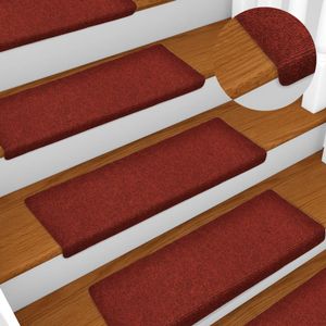 VidaXL Trapmatten 15 st 65x21x4 cm naaldvilt rood