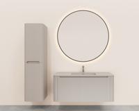 Onderkast Wiesbaden Sulora 120x48 cm Afgeronde Hoeken Geribbeld Met 1 Lade 1 Uitsparing Mat Beige