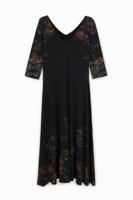 Gebloemde midi-jurk - BLACK - M