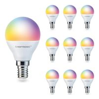 Set van 10 E14 SMART LED Lamp - RGBWW - Wifi & Bluetooth - 5.5 Watt - 470lm - P45 - Dimbaar via App - thumbnail