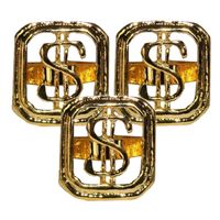 3x stuks carnaval/verkleed spullen - Gouden dollar ring verstelbaar