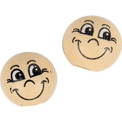Creativ Company Houten ballen met gezichten, d 12 mm, licht beige, 20 stuk/ 1 doos