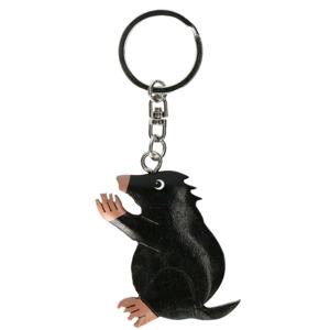 Houten mol sleutelhanger - 5 cm - Dieren cadeau artikelen - Mollen/Molletjes