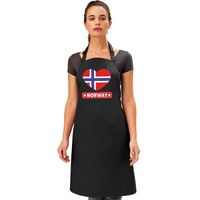 Noorse vlag in hart keukenschort/ barbecueschort zwart heren en dames   -