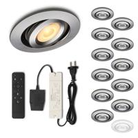 Set LED-inbouwspot met afstandsbediening Piccolo zilver 3W dimbaar 1-12 stuks